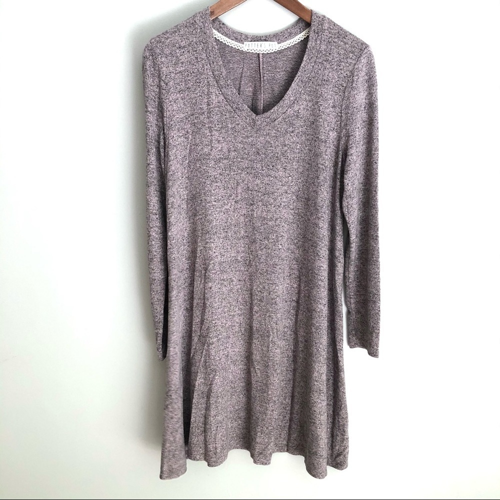 Potters Pot Purple Long Sleeve Sweater Dress